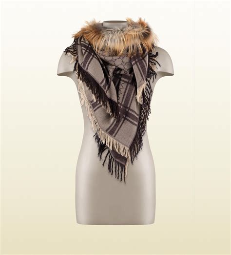 pashmina donna gucci|gucci scarf with fur trim.